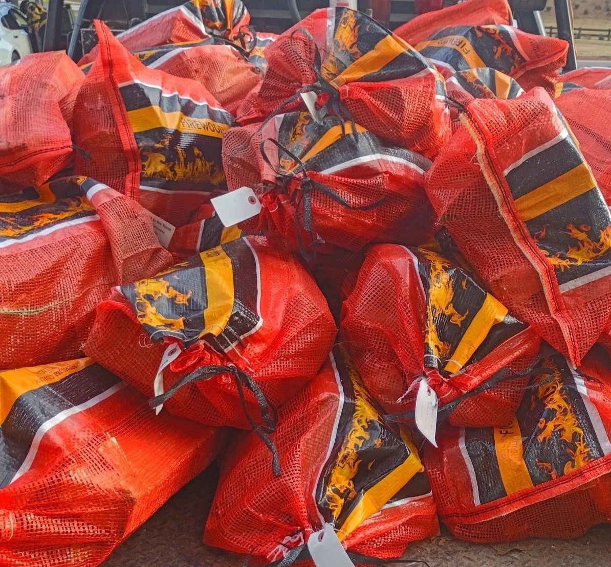 Bagged firewood bundles ready for delivery